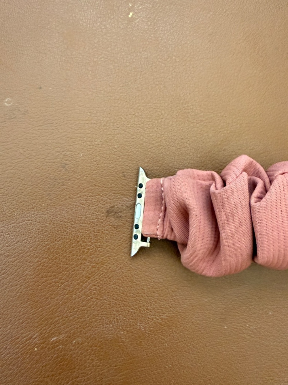 Dusty Rose Ribbed Scrunchie Apple Watch Band - Stretchy Elastic Strap - Picture 5 of 6